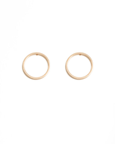 Gold Tone Fine Circle Stud Earrings