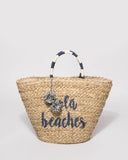 Natural And Blue Hola Beaches Tote Bag