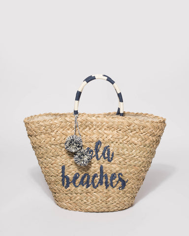 Natural And Blue Hola Beaches Tote Bag