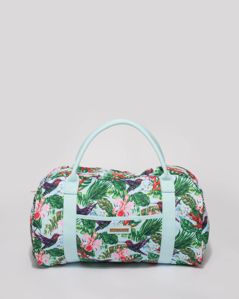 Multi Colour Parrrot Folded Canvas Weekender Bag