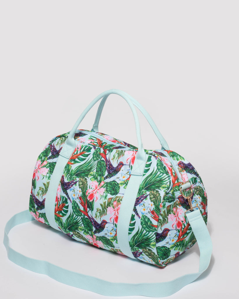 Multi Colour Parrrot Folded Canvas Weekender Bag