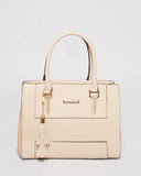 Natural Demi Panel Tassel Tote Bag