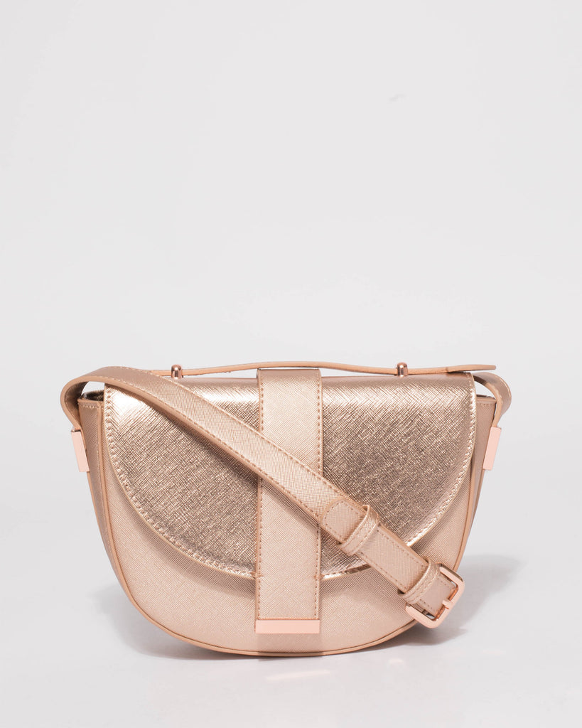 Rose Gold Aubrey Saddle Crossbody Bag