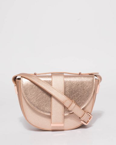 Rose Gold Aubrey Saddle Crossbody Bag