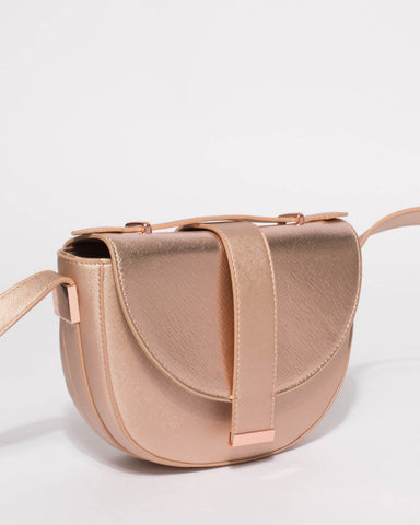 Rose Gold Aubrey Saddle Crossbody Bag