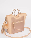 Natural And Rose Gold Bella Ring Hardware Tote Bag
