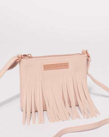 Pink Junior Fringe Mini Crossbody Bag