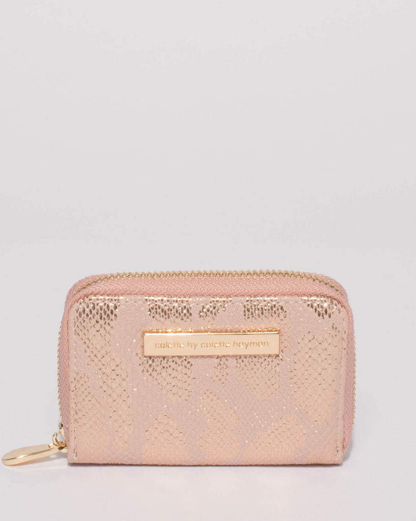 Pink Croc Multi Credit Card Purse