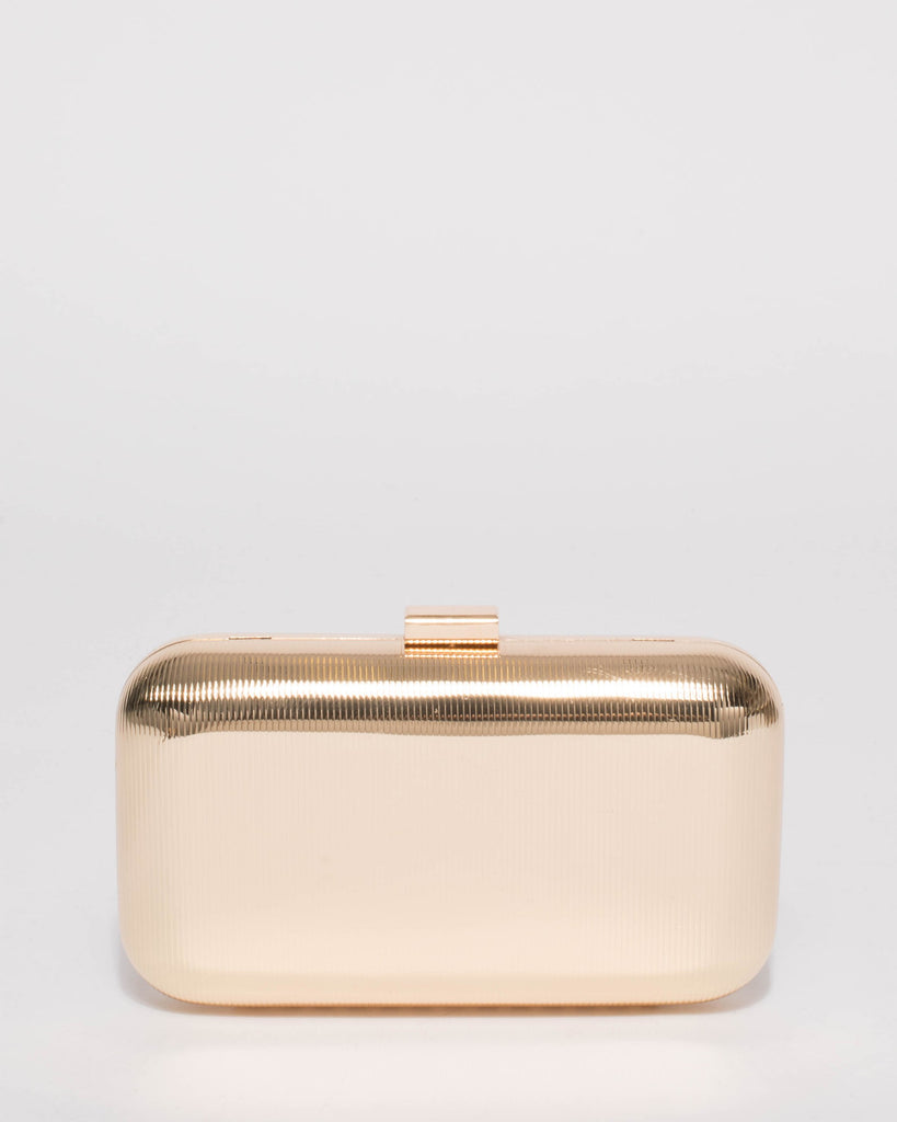 Gold Quinn Hardcase Clutch Bag