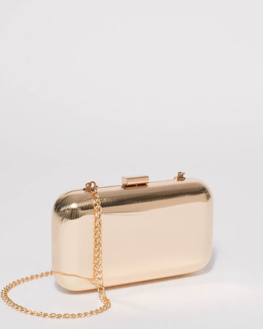 Gold Quinn Hardcase Clutch Bag