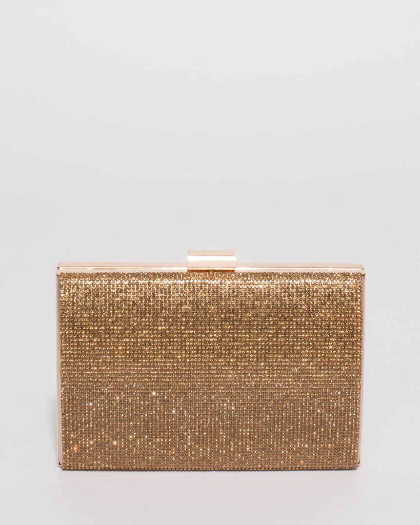 Gold Eliza Sparkle Clutch Bag