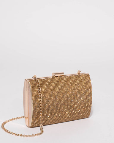 Gold Eliza Sparkle Clutch Bag