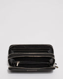 Black Double Zip Around Wallet