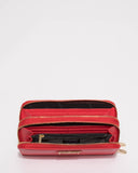 Red Double Zip Around Wallet