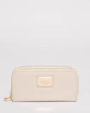 Ivory Double Zip Around Wallet