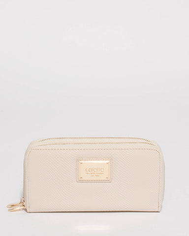 Ivory Double Zip Around Wallet