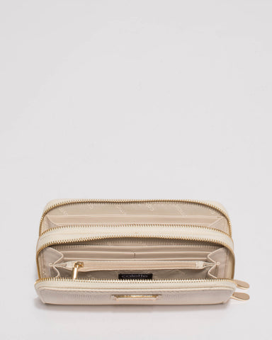 Ivory Double Zip Around Wallet