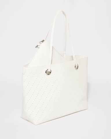 White Punchout Alana Tote Bag