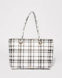 Monochrome Plaid Print Alana Tote Bag