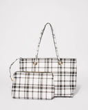 Monochrome Plaid Print Alana Tote Bag
