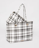 Monochrome Plaid Print Alana Tote Bag