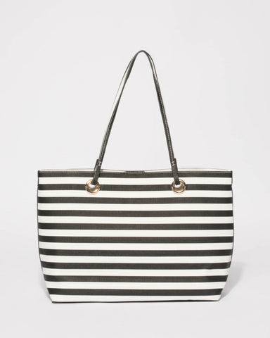 Monochrome Stripe Alana Tote Bag