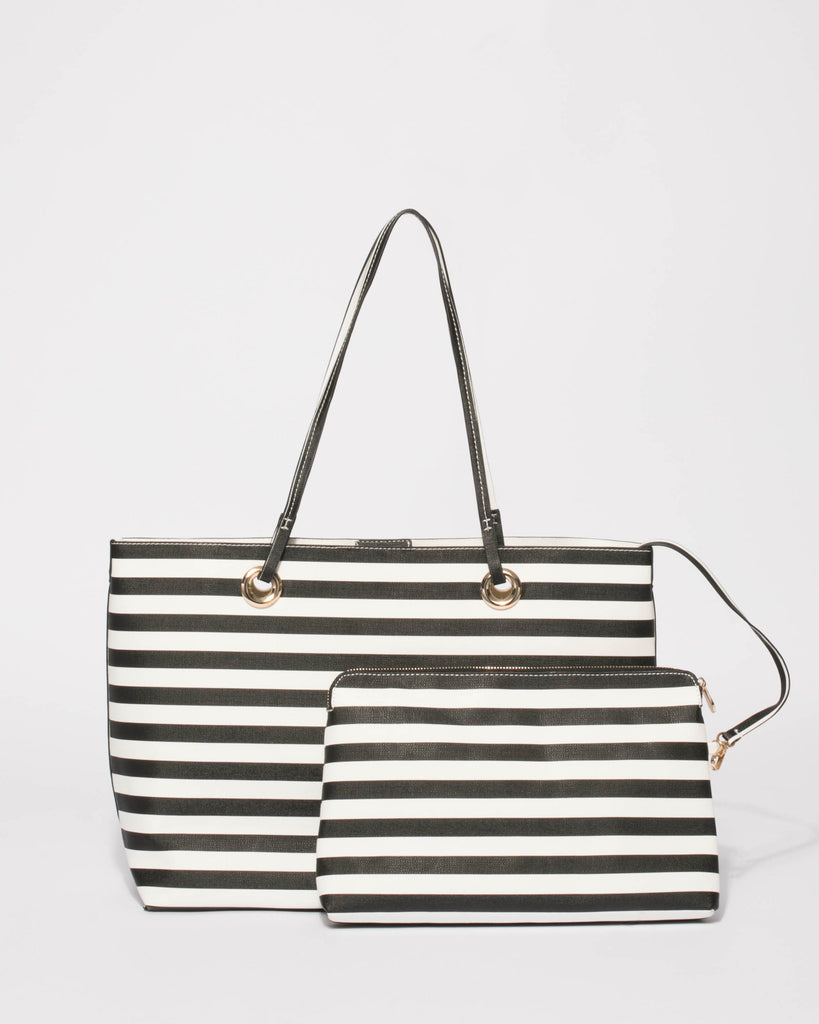 Monochrome Stripe Alana Tote Bag