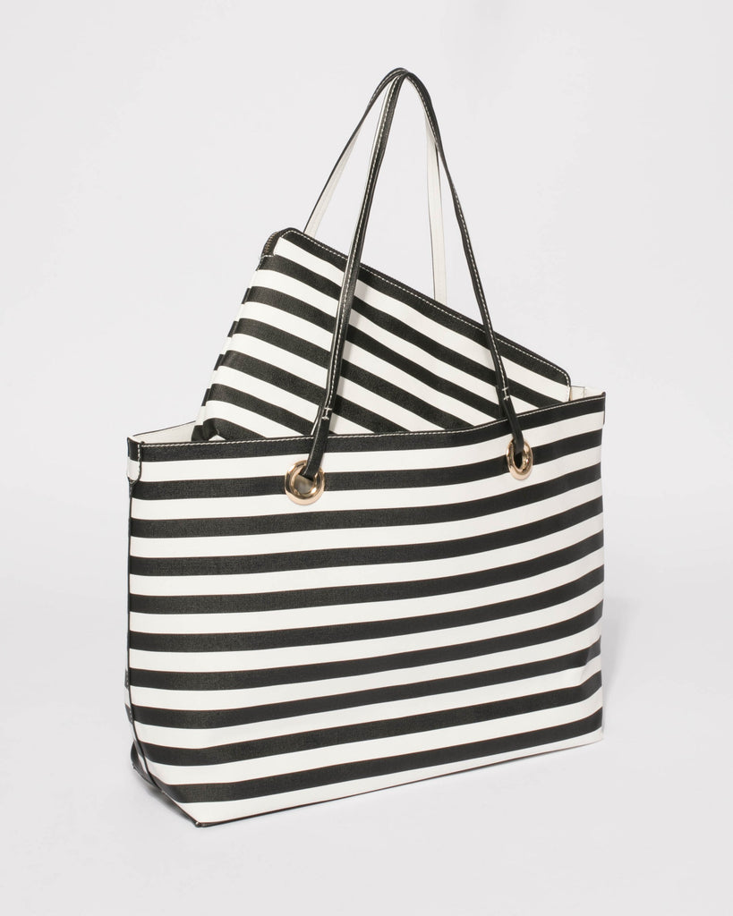 Monochrome Stripe Alana Tote Bag