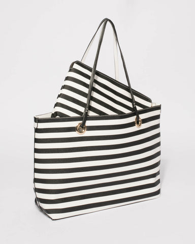 Monochrome Stripe Alana Tote Bag