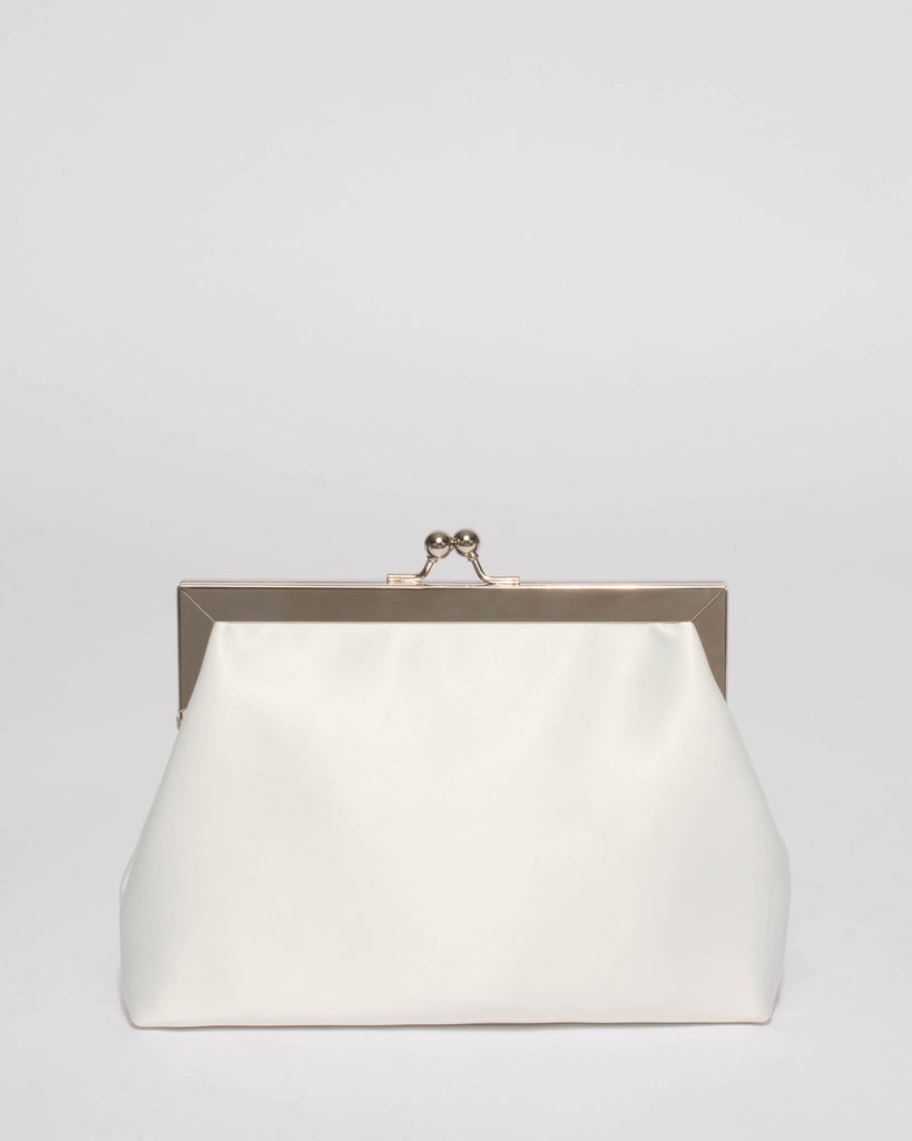 White Leila Clip Clutch Bag