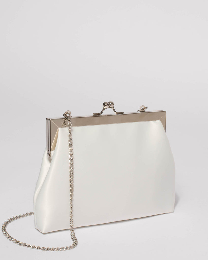 White Leila Clip Clutch Bag