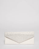 White Ella Sparkle Clutch Bag With Silver Hardware