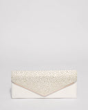 White Ella Sparkle Clutch Bag With Gold Hardware