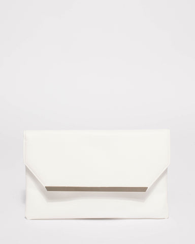 White Ginger Fold Over Clutch Bag