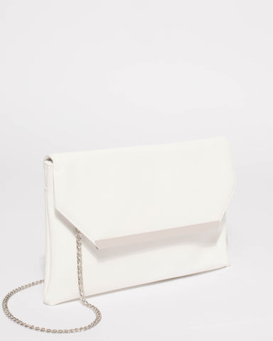 White Ginger Fold Over Clutch Bag