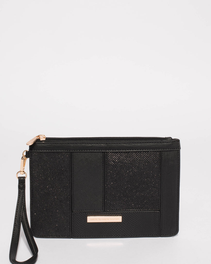 Black Sophia Panel Wristlet