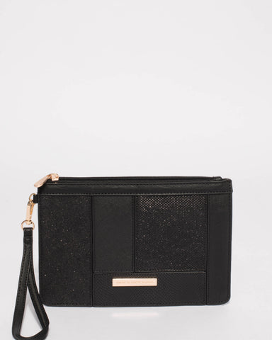 Black Sophia Panel Wristlet