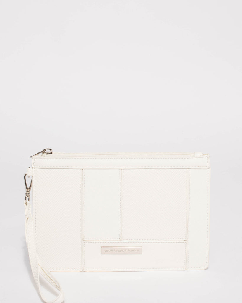 White Sophia Panel Wristlet Purse