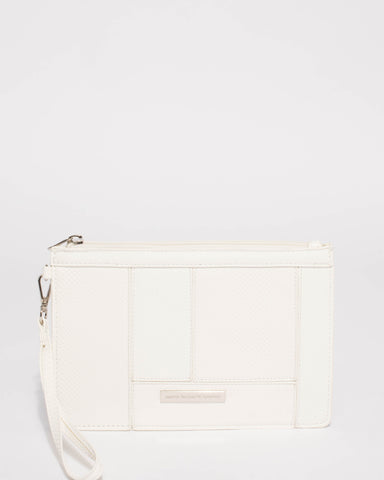White Sophia Panel Wristlet Purse