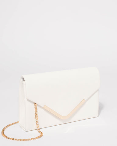 White Lila Envelope Clutch Bag