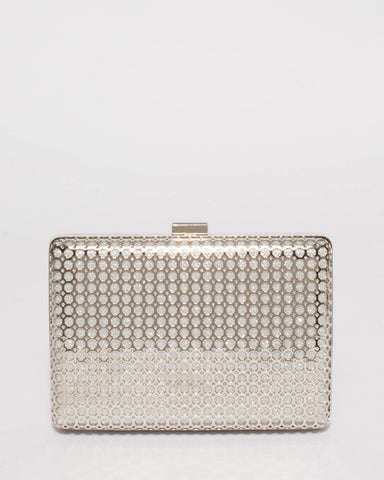 Silver Alana Hardcase Clutch Bag