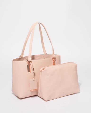 Pink Angelina Medium Tote Bag With Rose Gold Hardware