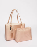 Rose Gold Angelina Medium Tote Bag With Gold Hardware