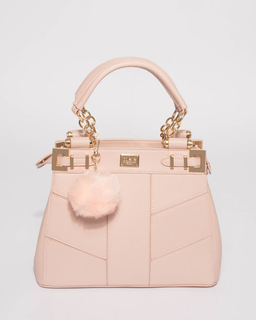 Pink Nadine Pom Pom Tote Bag