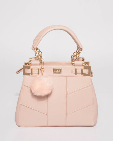 Pink Nadine Pom Pom Tote Bag
