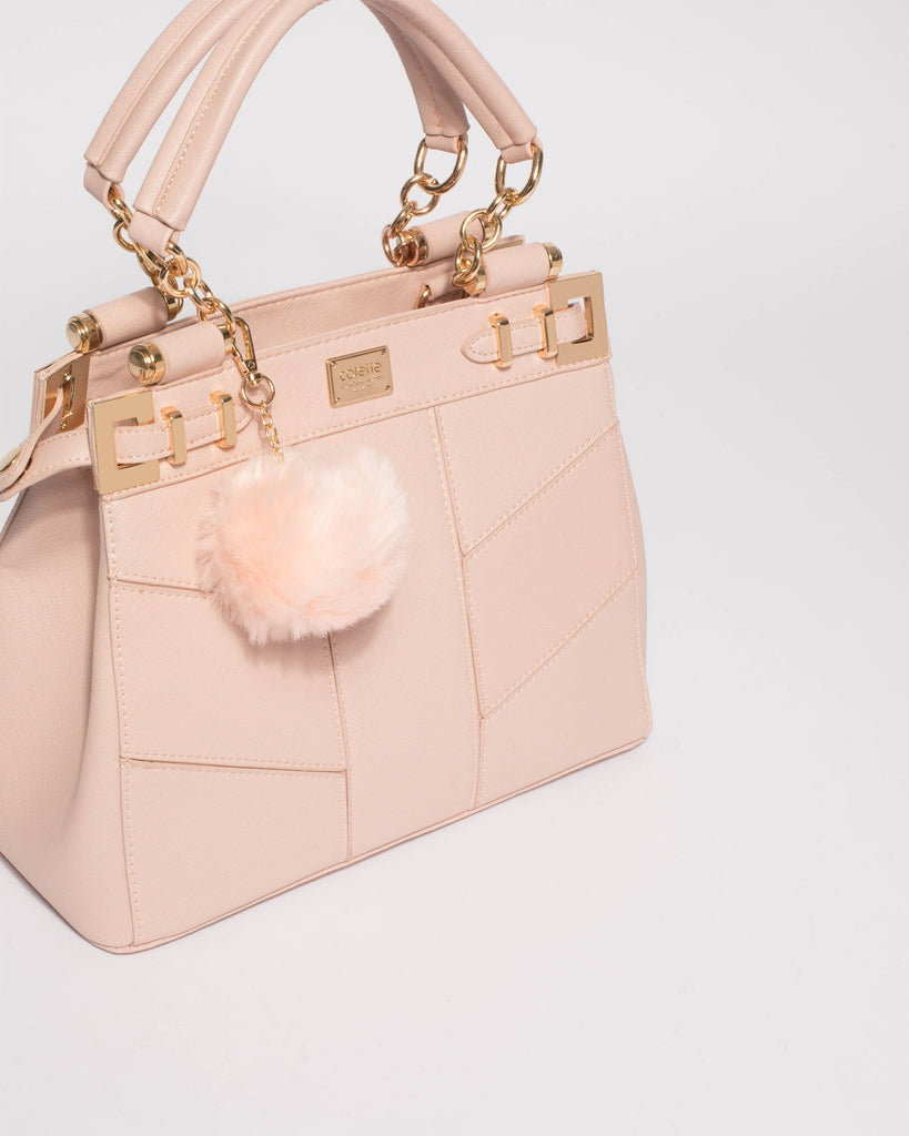 Pink Nadine Pom Pom Tote Bag