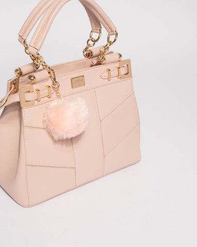 Pink Nadine Pom Pom Tote Bag