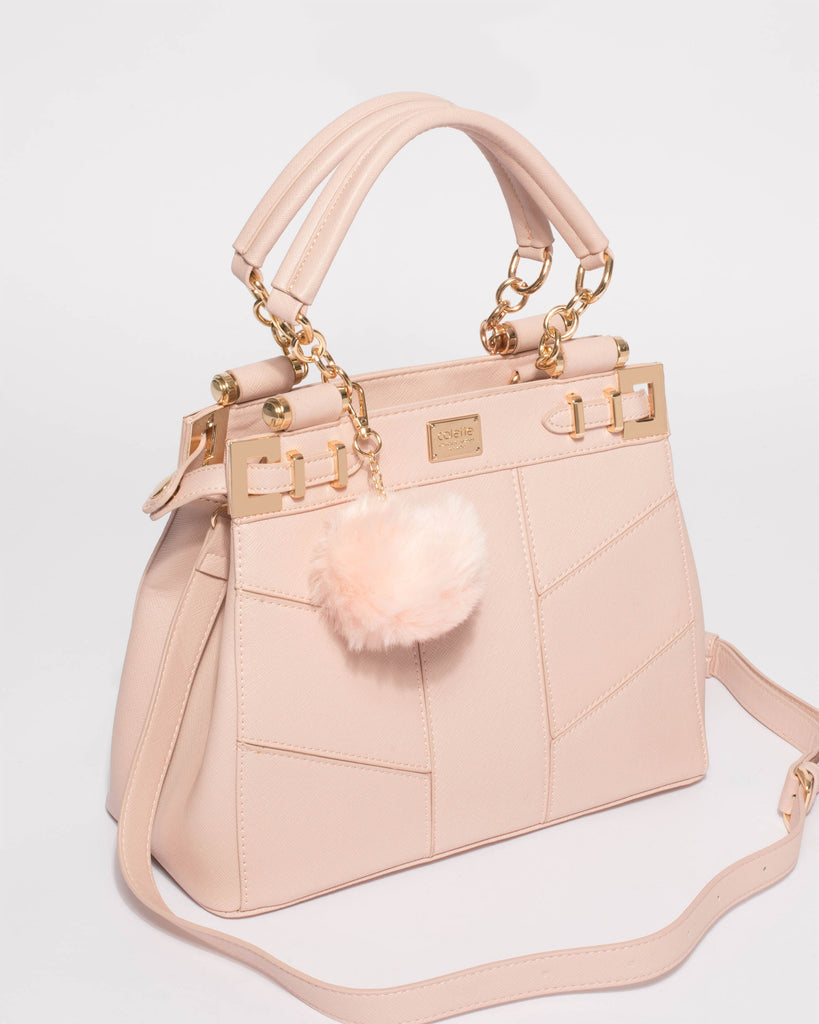 Pink Nadine Pom Pom Tote Bag