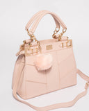 Pink Nadine Pom Pom Tote Bag