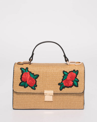 Natural Rosa Top Handle Mini Tote Bag